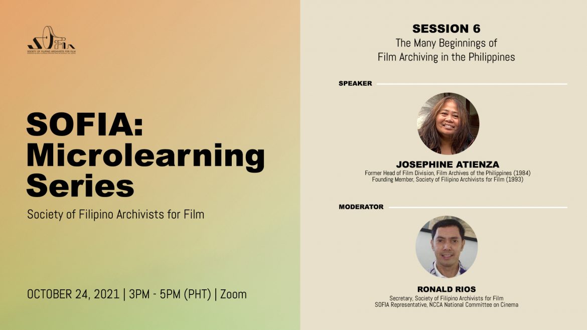 Jo Atienza, pioneer in film archiving, joins SOFIA’s Sixth Microlearning Sessions